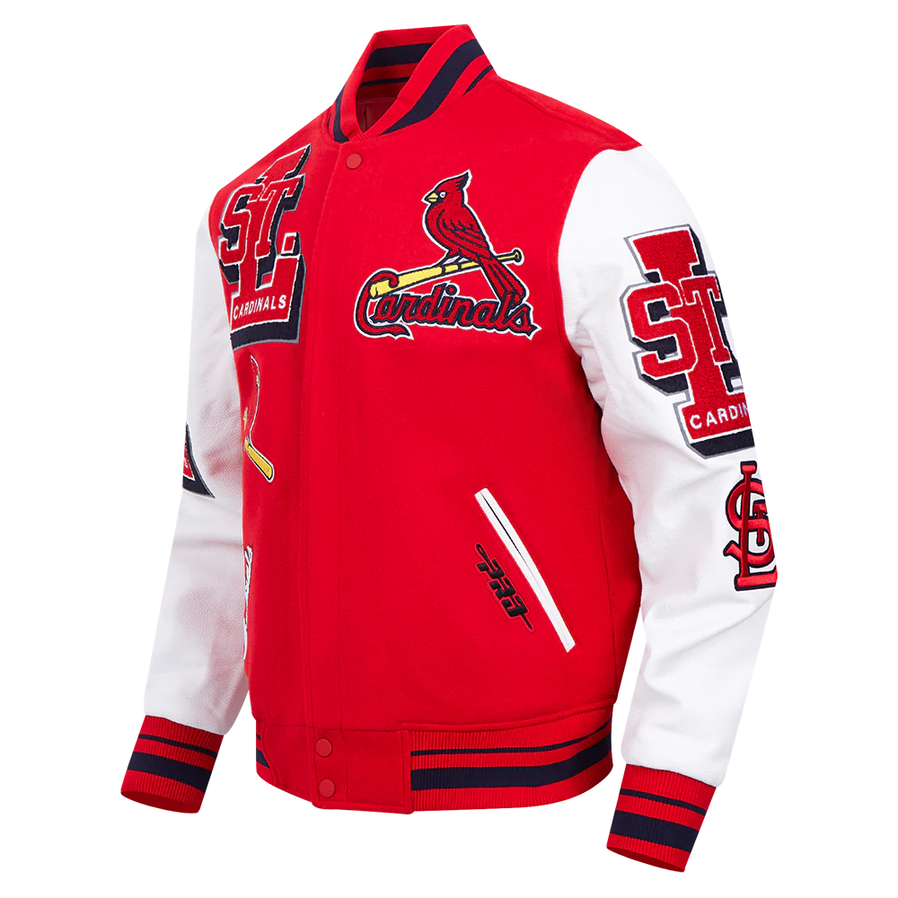 MLB ST. LOUIS CARDINALS MASHUP MEN'S RIB WOOL VARSITY JACKET (RED/WHITE/MIDNIGHT NAVY) - Image 2