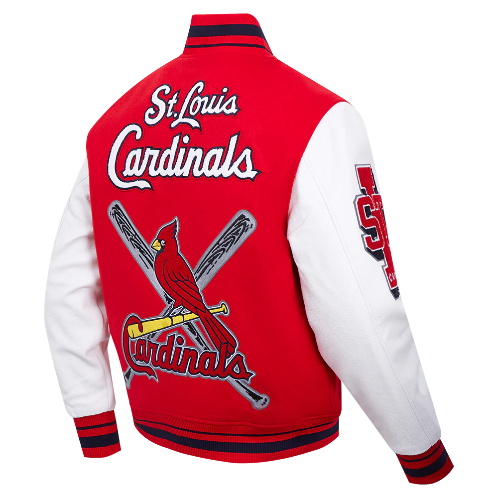 MLB ST. LOUIS CARDINALS MASHUP MEN'S RIB WOOL VARSITY JACKET (RED/WHITE/MIDNIGHT NAVY) - Image 3