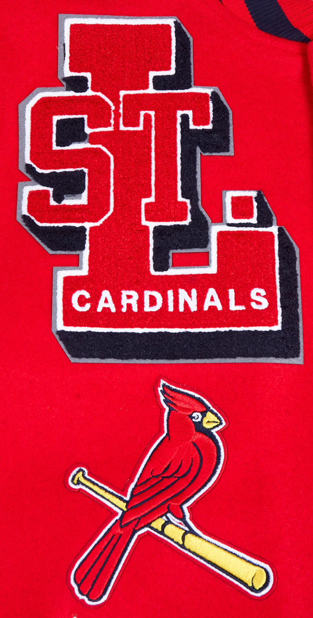 MLB ST. LOUIS CARDINALS MASHUP MEN'S RIB WOOL VARSITY JACKET (RED/WHITE/MIDNIGHT NAVY) - Image 6