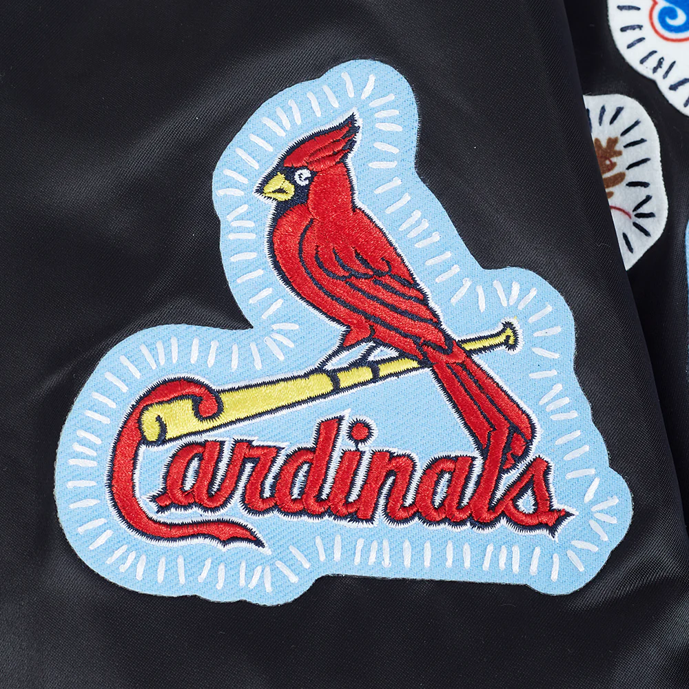 MLB ST. LOUIS CARDINALS DIY PICK STITCH MEN'S RIB SATIN JACKET (BLACK) - Image 10