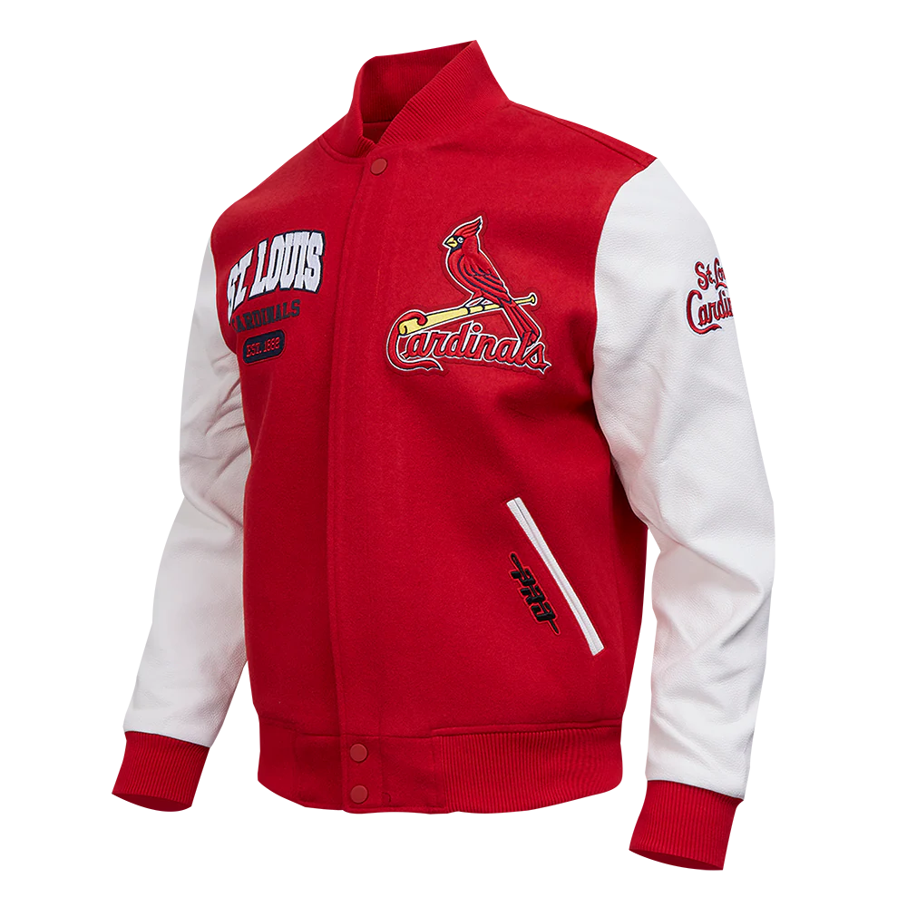MLB ST. LOUIS CARDINALS CITY ARCH MEN'S WOOL VARSITY JACKET (RED/WHITE) - Image 3