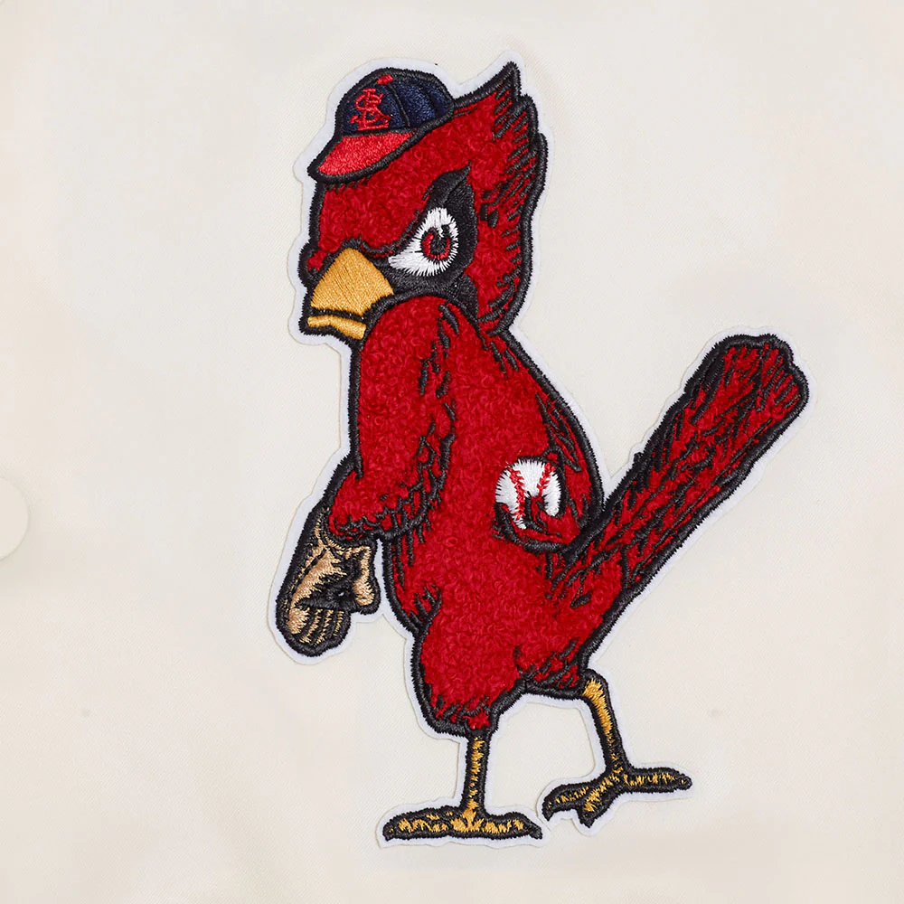 MLB ST. LOUIS CARDINALS RETRO CLASSICS MEN'S PRO SATIN YD RIB JACKET (EGGSHELL/ UNIVERSITY BLUE) - Image 8