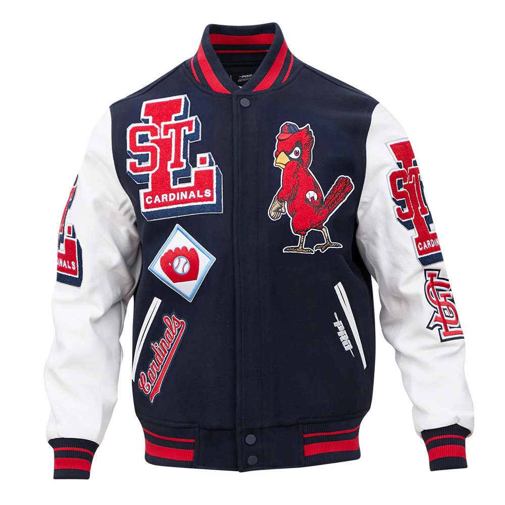 MLB ST. LOUIS CARDINALS RETRO MASHUP MEN'S RIB WOOL VARSITY JACKET (MIDNIGHT NAVY/RED/MIDNIGHT NAVY)