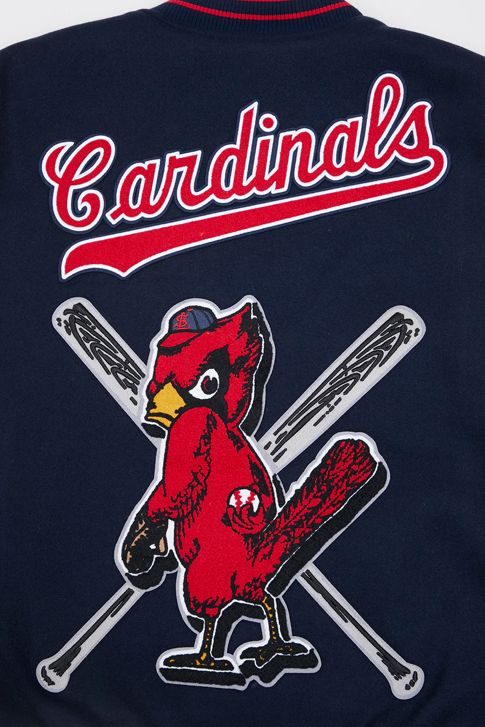 MLB ST. LOUIS CARDINALS RETRO MASHUP MEN'S RIB WOOL VARSITY JACKET (MIDNIGHT NAVY/RED/MIDNIGHT NAVY) - Image 13