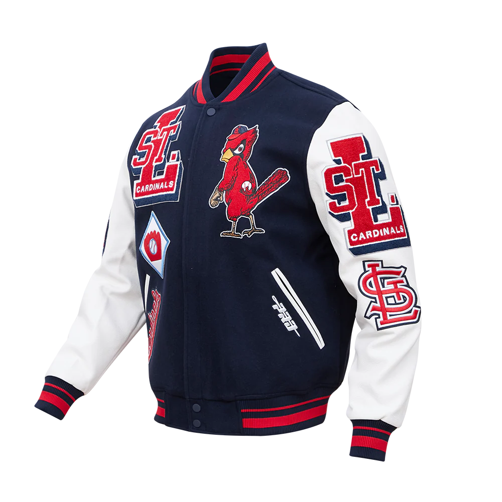 MLB ST. LOUIS CARDINALS RETRO MASHUP MEN'S RIB WOOL VARSITY JACKET (MIDNIGHT NAVY/RED/MIDNIGHT NAVY) - Image 2