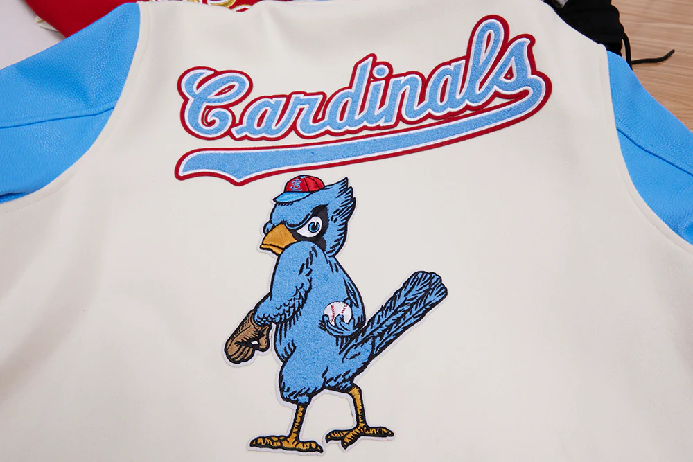 MLB ST. LOUIS CARDINALS RETRO CLASSIC MEN'S RIB WOOL VARSITY JACKET (EGGSHELL/UNIVERSAL BLUE) - Image 10