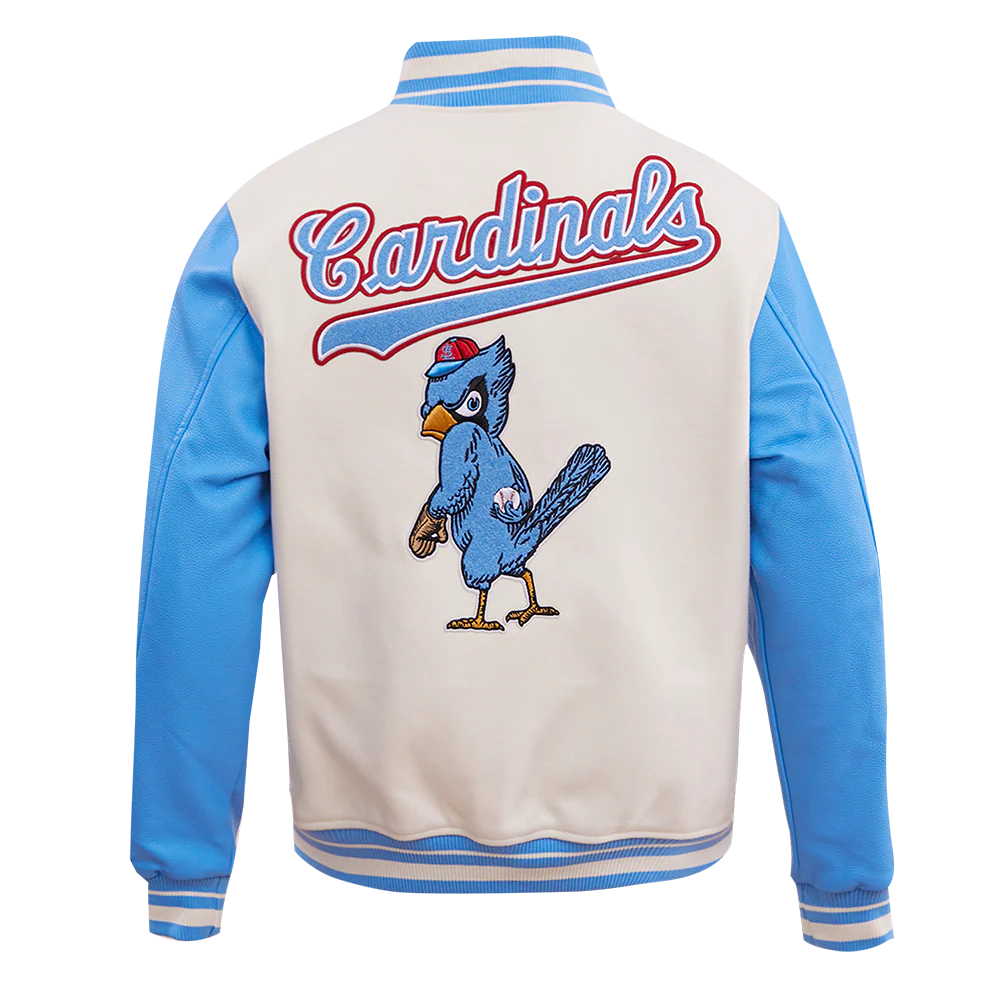 MLB ST. LOUIS CARDINALS RETRO CLASSIC MEN'S RIB WOOL VARSITY JACKET (EGGSHELL/UNIVERSAL BLUE) - Image 3