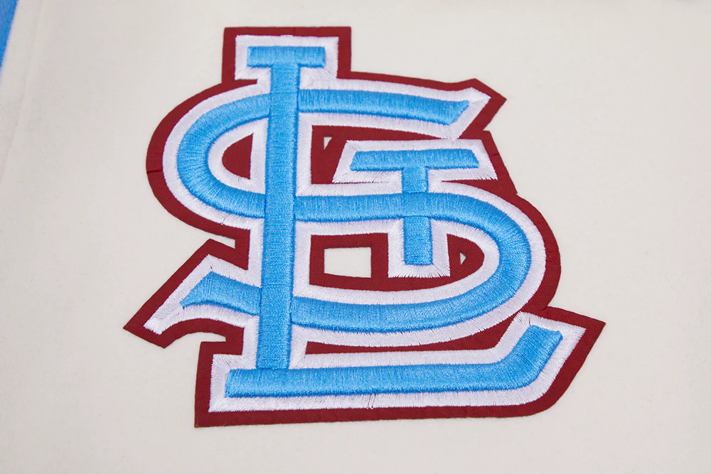 MLB ST. LOUIS CARDINALS RETRO CLASSIC MEN'S RIB WOOL VARSITY JACKET (EGGSHELL/UNIVERSAL BLUE) - Image 5
