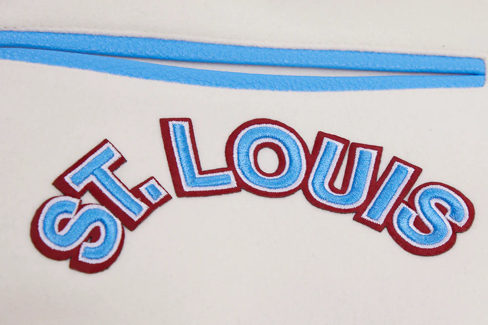 MLB ST. LOUIS CARDINALS RETRO CLASSIC MEN'S RIB WOOL VARSITY JACKET (EGGSHELL/UNIVERSAL BLUE) - Image 7