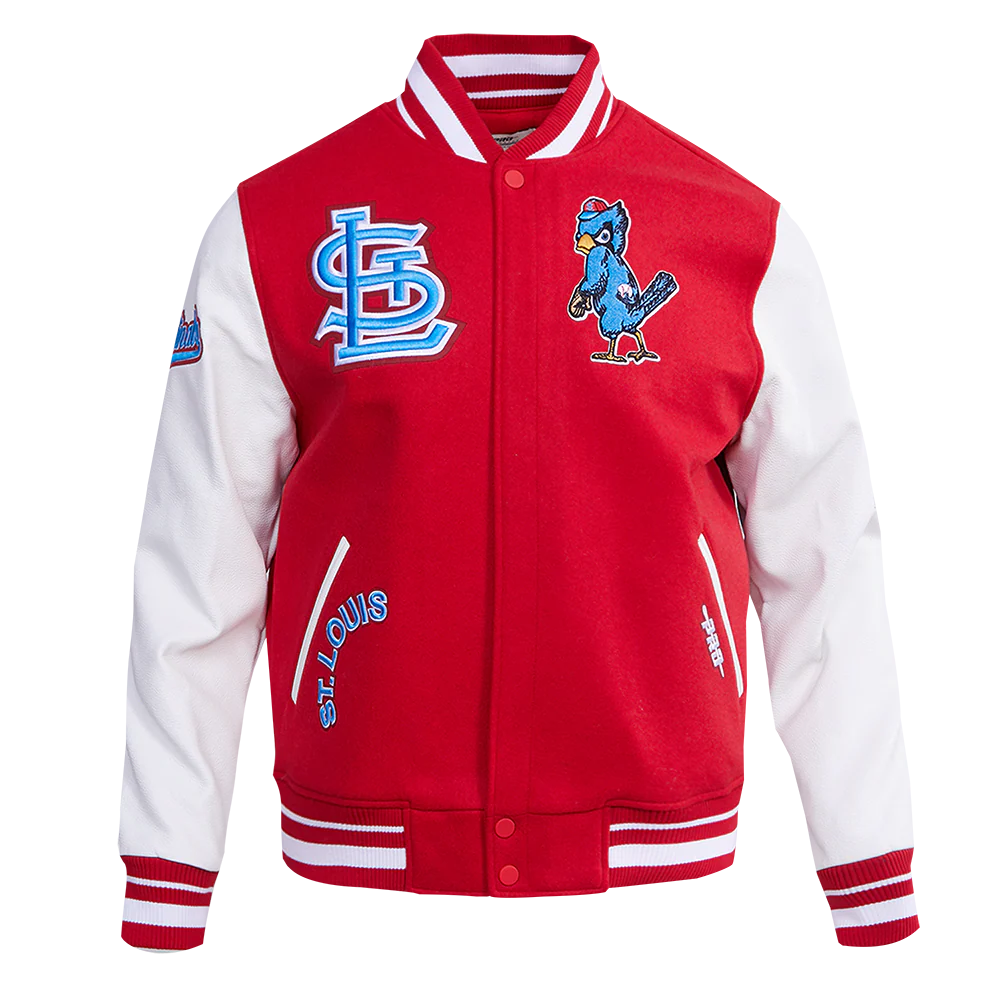 MLB ST. LOUIS CARDINALS RETRO CLASSIC MEN'S RIB WOOL VARSITY JACKET (RED / WHITE)