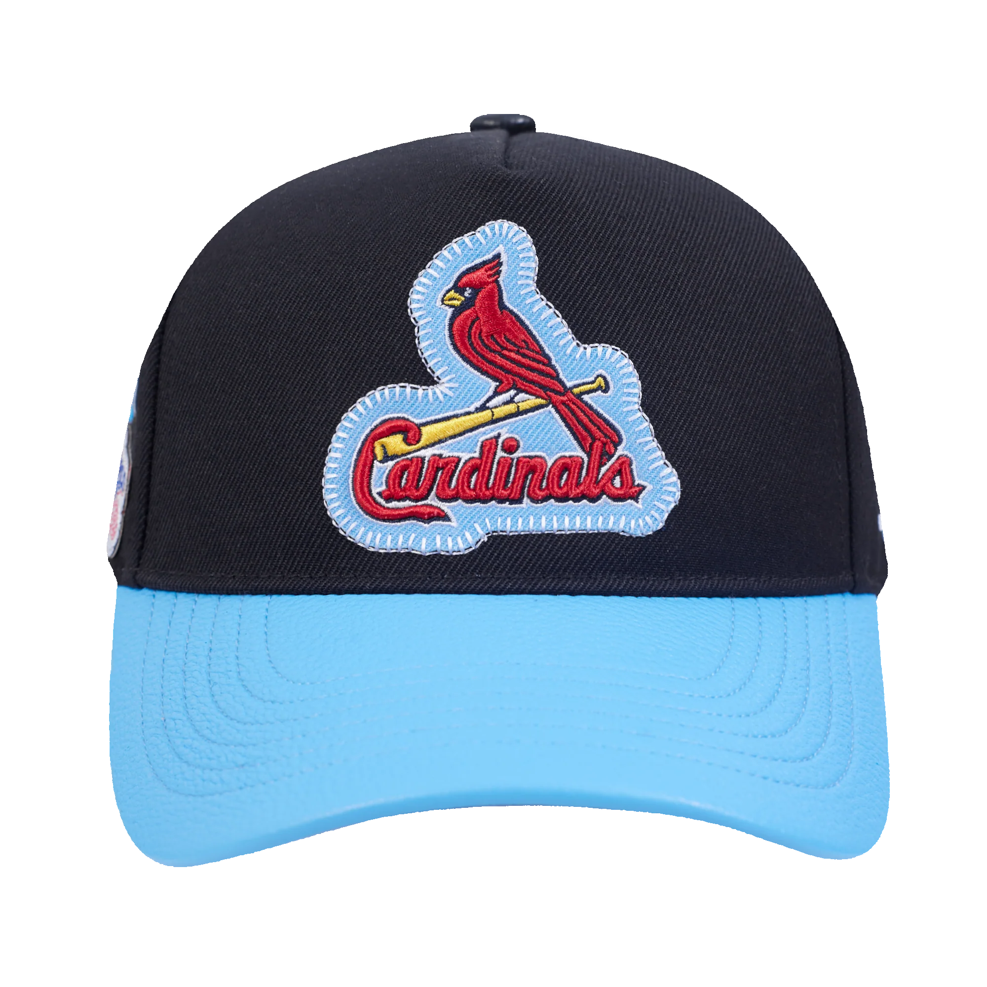 MLB ST. LOUIS CARDINALS DIY PICK STITCH LEATHER PINCH FRONT STRAPBACK (BLACK)
