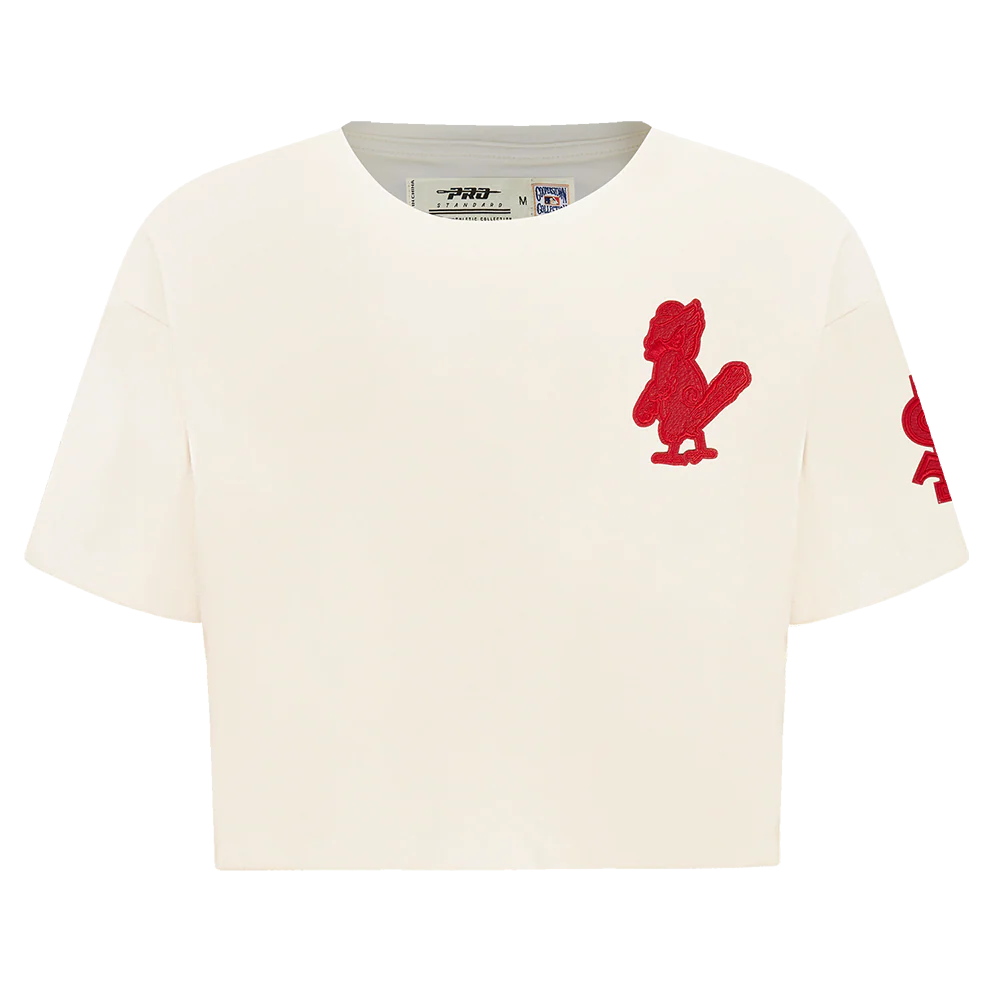 MLB ST. LOUIS CARDINALS TRIPLE TONAL SINGLE JERSEY BOXY WOMEN'S TEE (EGGSHELL)