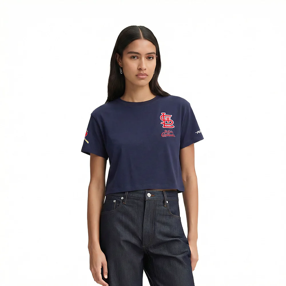 MLB ST. LOUIS CARDINALS CLASSIC CHENILLE WOMEN'S SJ BOXY TOP (MIDNIGHT NAVY)
