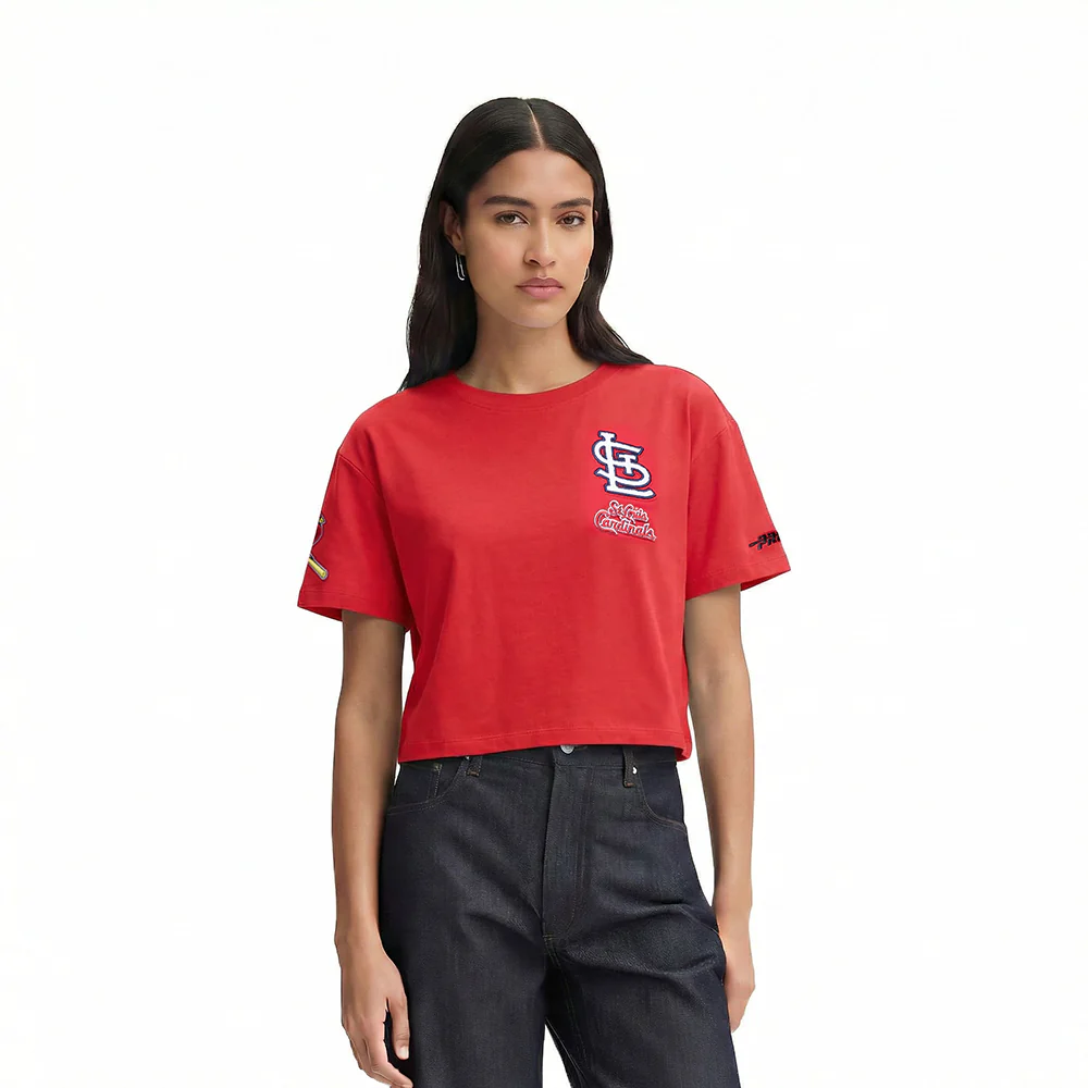 MLB ST. LOUIS CARDINALS CLASSIC CHENILLE WOMEN'S SJ BOXY TOP (RED)