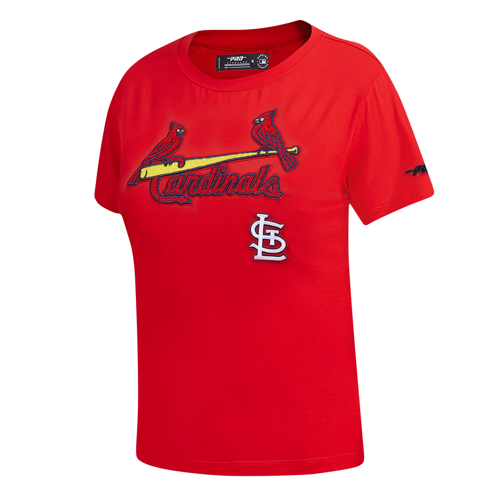 MLB ST. LOUIS CARDINALS CLASSIC CHENILLE WOMEN'S SJ SLIM FIT TOP (RED) - Image 3