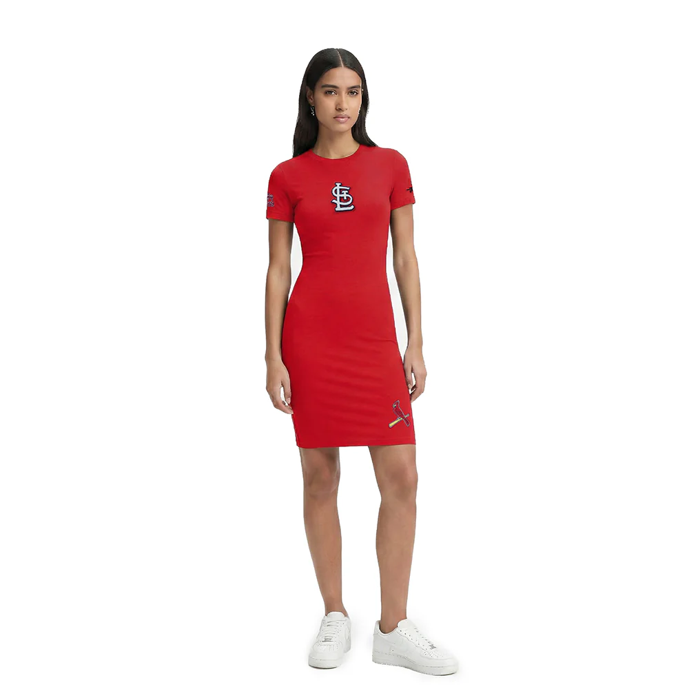 MLB ST. LOUIS CARDINALS CLASSIC CHENILLE WOMEN'S BODYCON DRESS (RED)