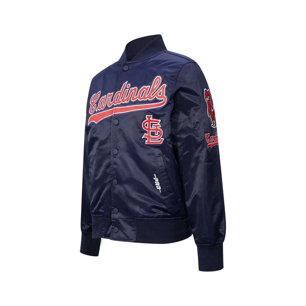 MLB ST. LOUIS CARDINALS CLASSIC CHENILLE BIG BOY'S  SATIN JACKET (MIDNIGHT NAVY)