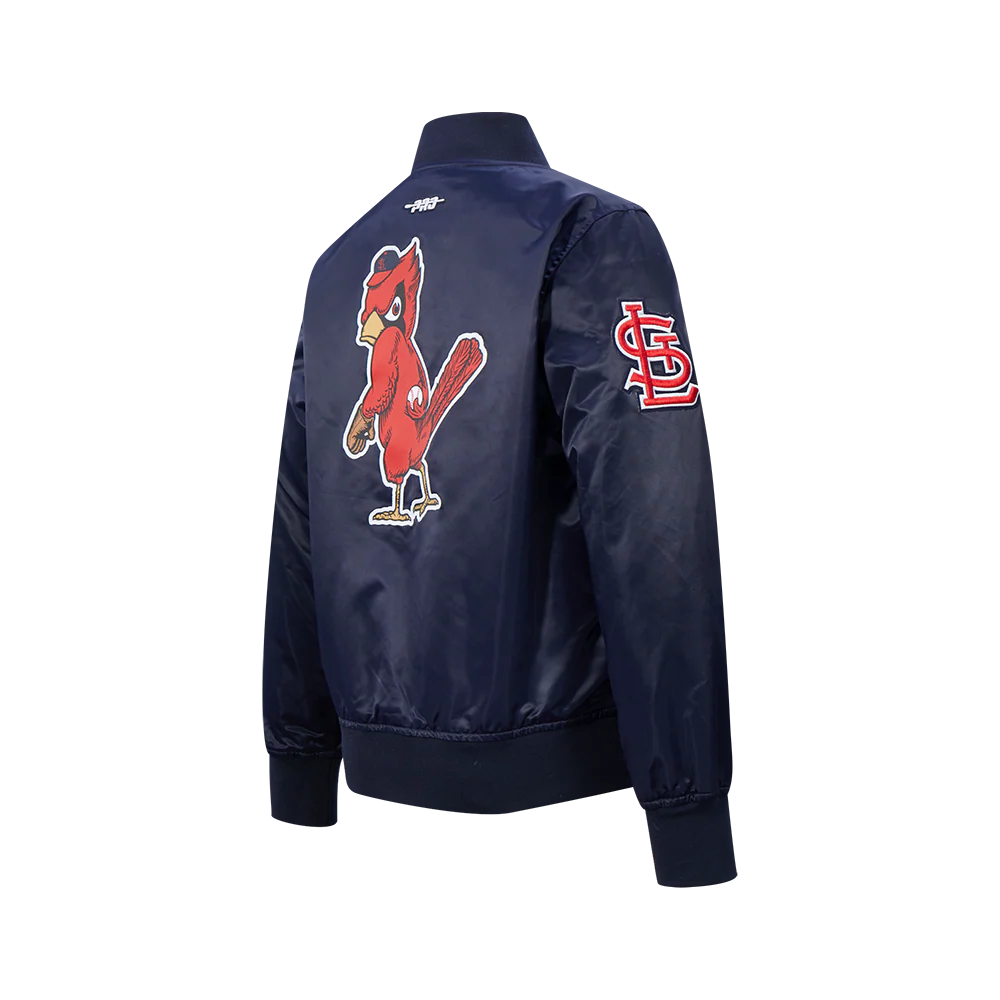 MLB ST. LOUIS CARDINALS CLASSIC CHENILLE BIG BOY'S  SATIN JACKET (MIDNIGHT NAVY) - Image 2