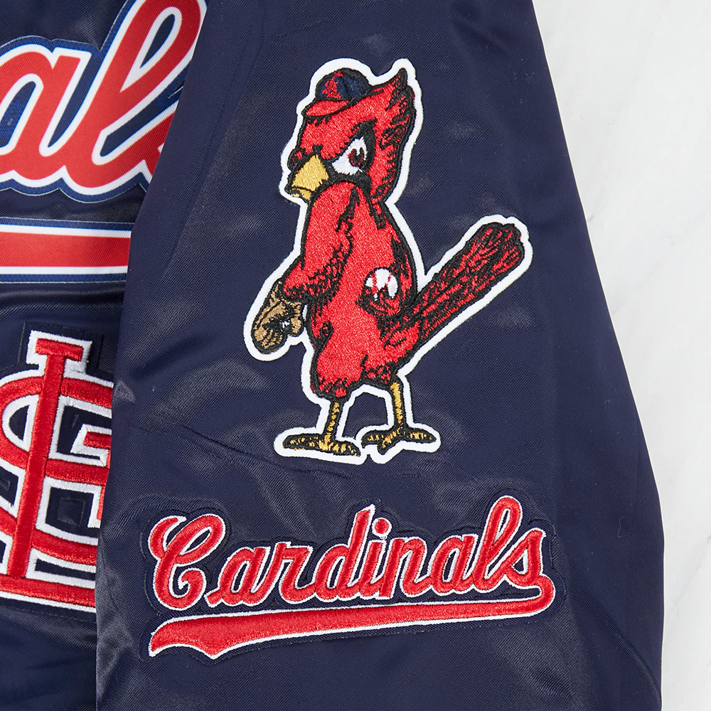 MLB ST. LOUIS CARDINALS CLASSIC CHENILLE BIG BOY'S  SATIN JACKET (MIDNIGHT NAVY) - Image 3