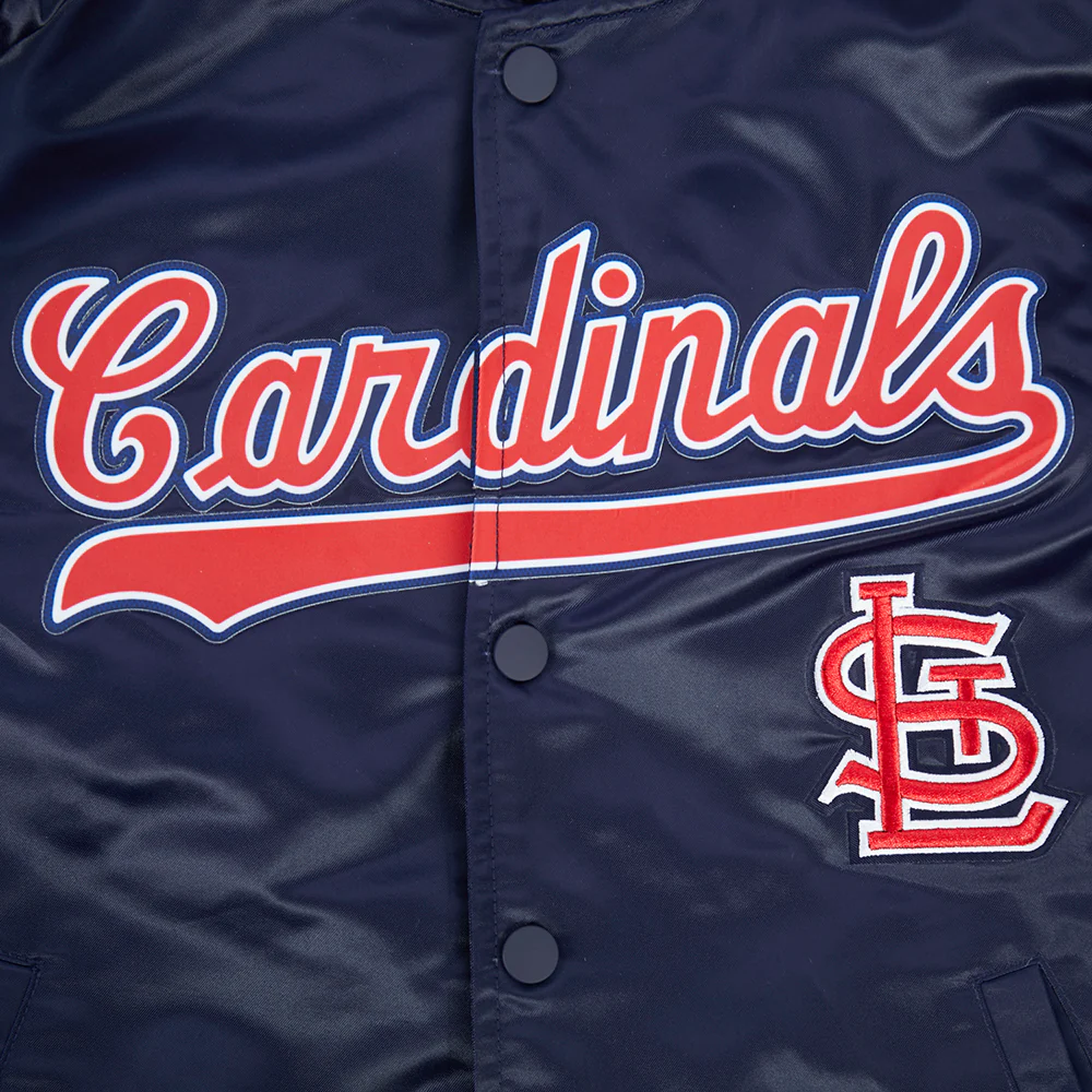 MLB ST. LOUIS CARDINALS CLASSIC CHENILLE BIG BOY'S  SATIN JACKET (MIDNIGHT NAVY) - Image 5