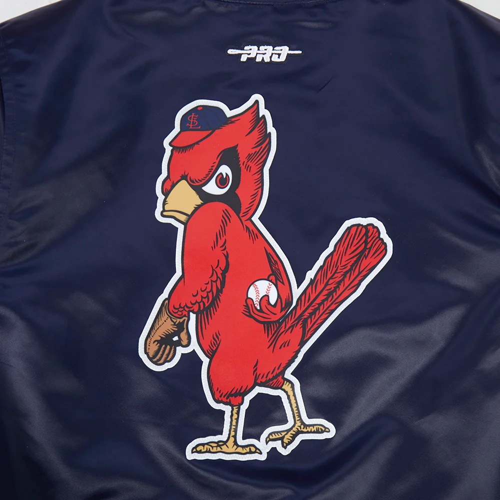 MLB ST. LOUIS CARDINALS CLASSIC CHENILLE BIG BOY'S  SATIN JACKET (MIDNIGHT NAVY) - Image 6