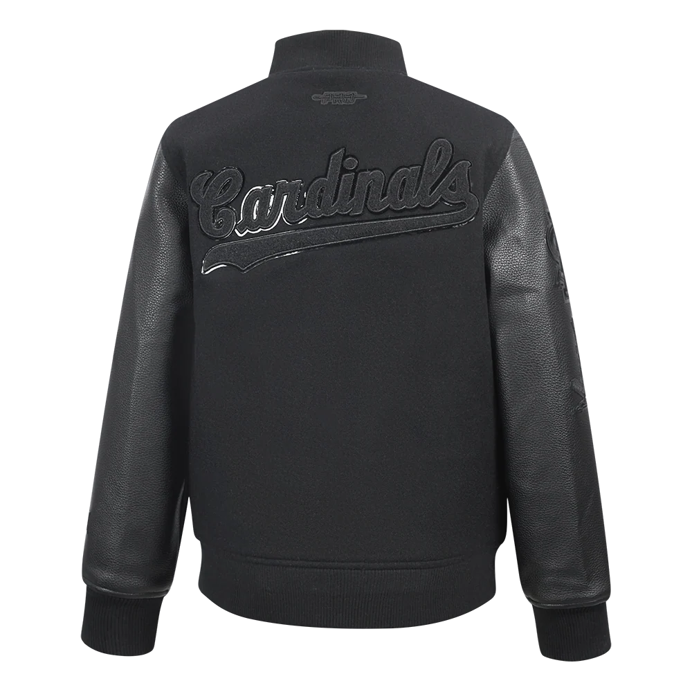 MLB ST. LOUIS CARDINALS TRIPLE BLACK BIG BOYS WOOL VARSITY JACKET (JET BLACK) - Image 3