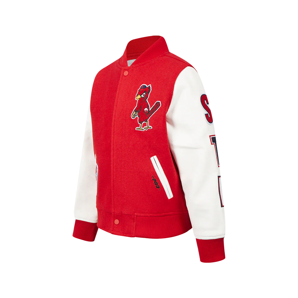 MLB ST. LOUIS CARDINALS CLASSIC BIG BOYS WOOL VARSITY JACKET (RED/WHITE) - Image 2
