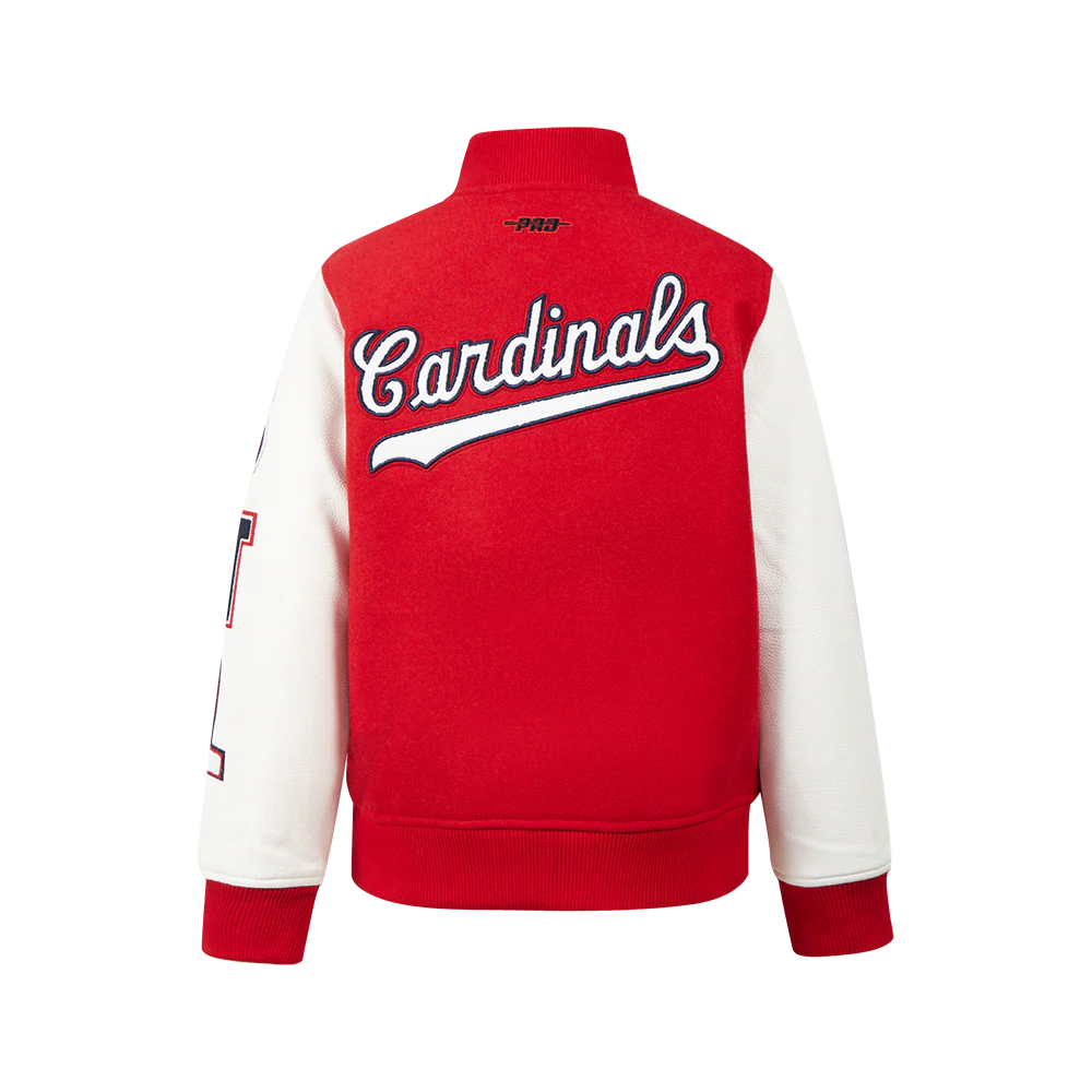MLB ST. LOUIS CARDINALS CLASSIC BIG BOYS WOOL VARSITY JACKET (RED/WHITE) - Image 3