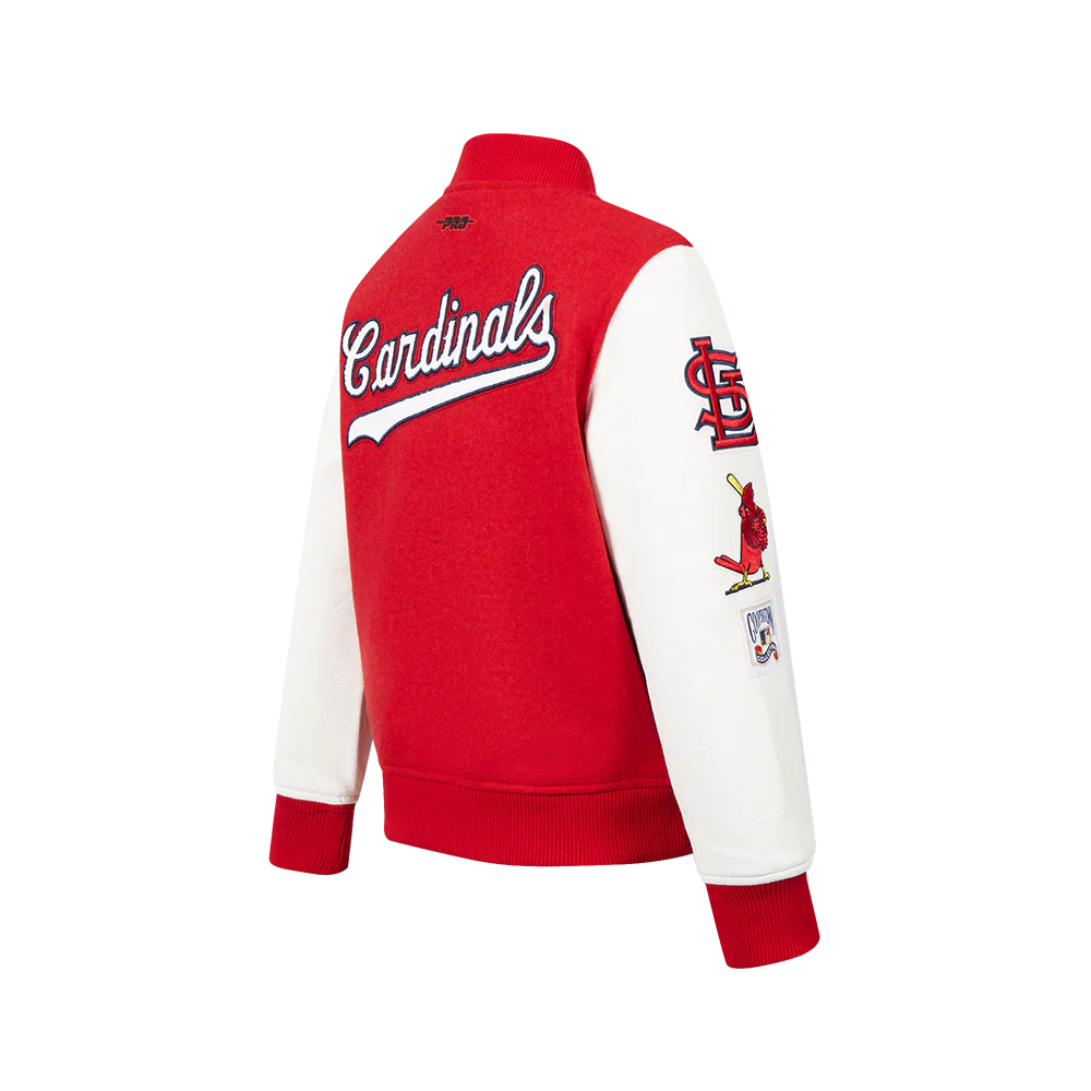 MLB ST. LOUIS CARDINALS CLASSIC BIG BOYS WOOL VARSITY JACKET (RED/WHITE) - Image 4