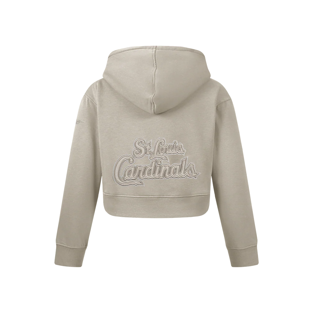 MLB ST. LOUIS CARDINALS NEUTRAL BIG GIRLS FLEECE PO HOODIE (TAUPE) - Image 3