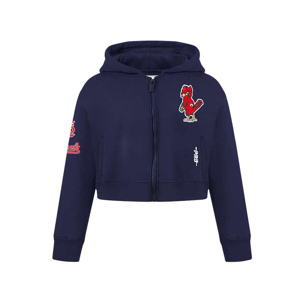 MLB ST. LOUIS CARDINALS CLASSIC BIG GIRLS FLEECE FZ HOODIE (MIDNIGHT NAVY)