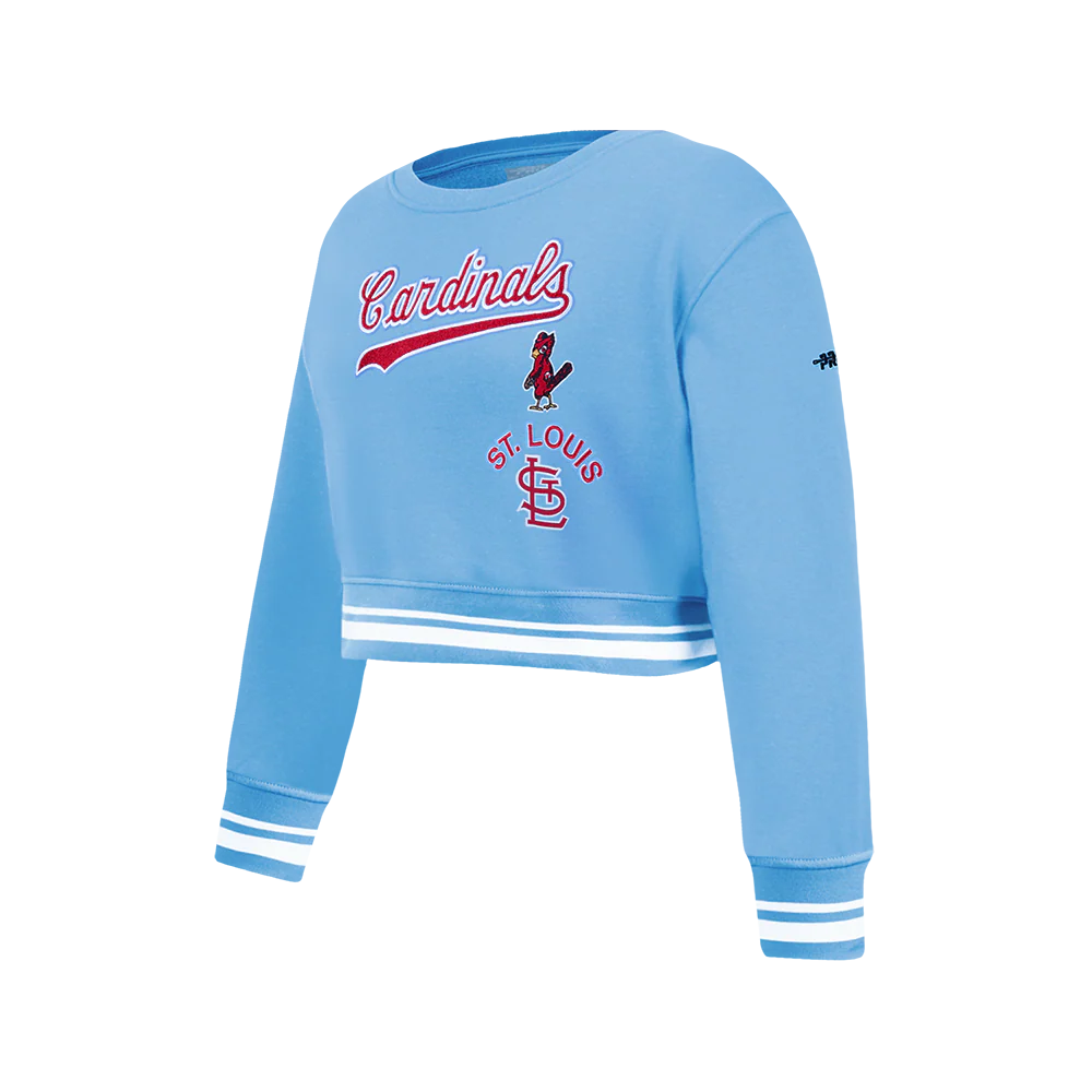 MLB ST. LOUIS CARDINALS RETRO CLASSIC BIG GIRLS RIB FLEECE CREWNECK (UNIVERSITY BLUE) - Image 2