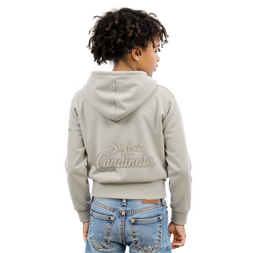 MLB ST. LOUIS CARDINALS NEUTRAL BIG GIRL'S  FLEECE PO HOODIE (TAUPE) - Image 2