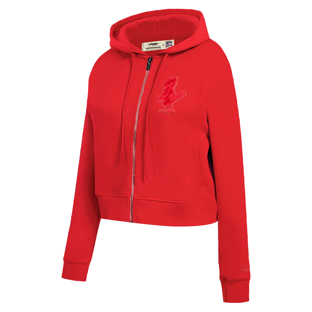 MLB ST. LOUIS CARDINALS TRIPLE TONAL WOMEN'S DOUBLE KNIT FULL ZIP HOODIE (RED) - Image 2