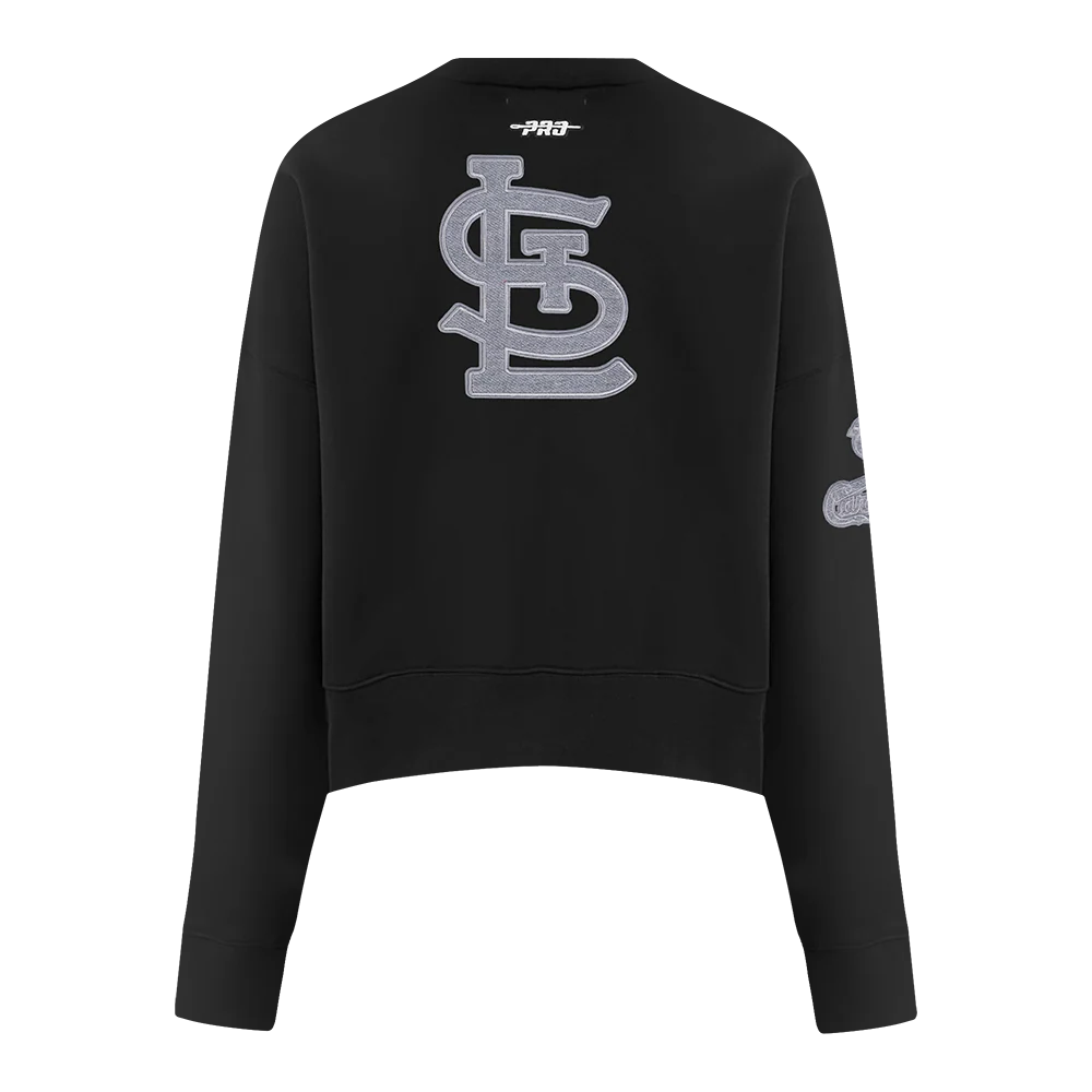 MLB ST. LOUIS CARDINALS REVERSE FRENCH TERRY WOMEN'S FLEECE CREWNECK (BLACK) - Image 7