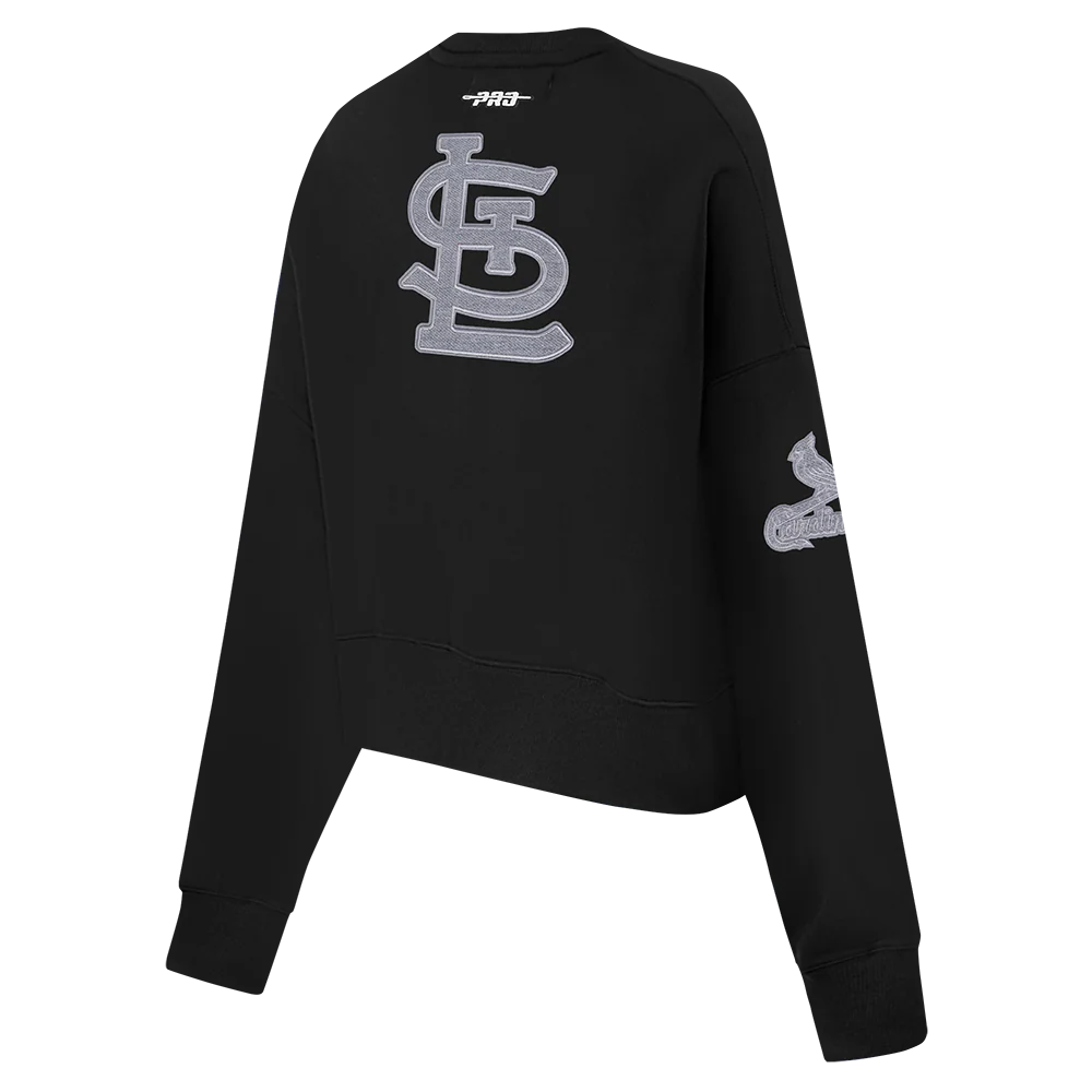 MLB ST. LOUIS CARDINALS REVERSE FRENCH TERRY WOMEN'S FLEECE CREWNECK (BLACK) - Image 8