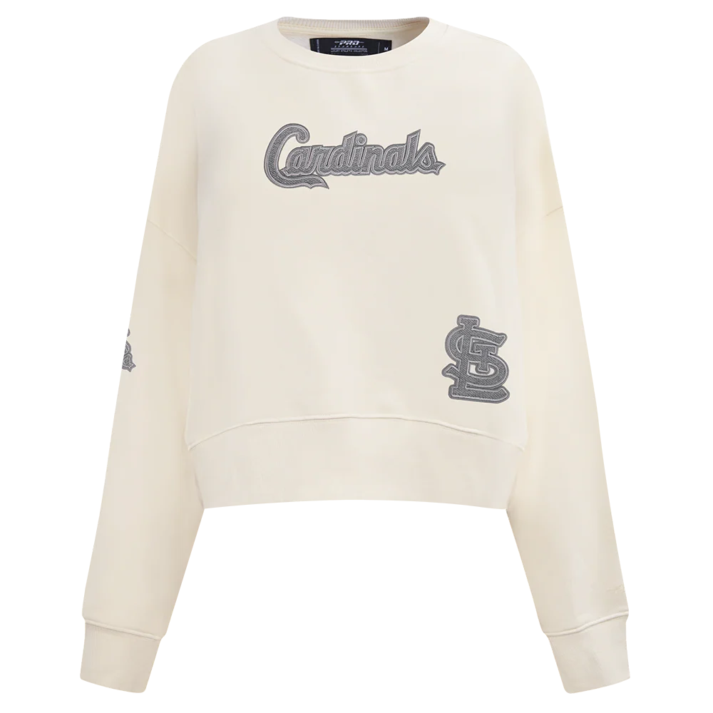 MLB ST. LOUIS CARDINALS REVERSE FRENCH TERRY WOMEN'S FLEECE CREWNECK (EGGSHELL) - Image 3