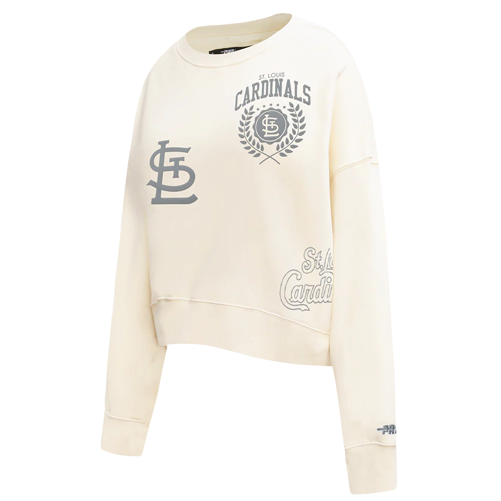 MLB ST. LOUIS CARDINALS STREET TEAM WOMEN'S FLC CREWNECK (EGGSHELL) - Image 3