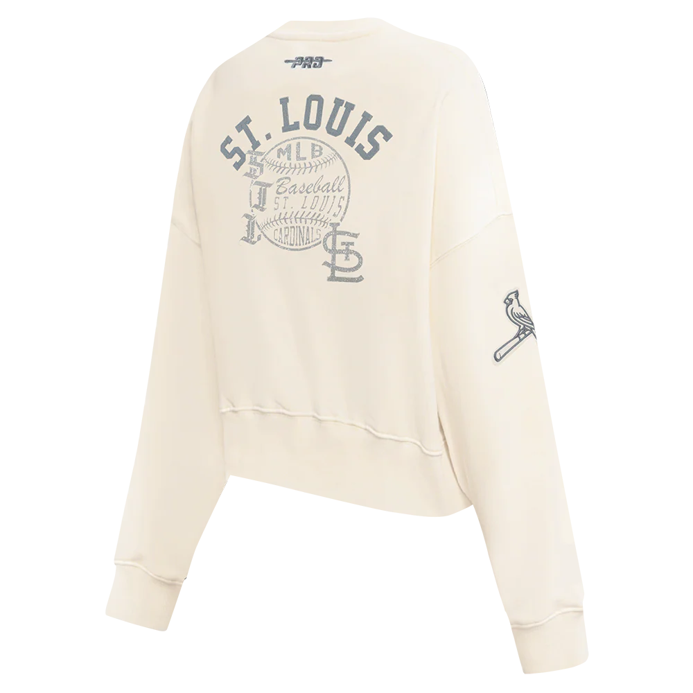 MLB ST. LOUIS CARDINALS STREET TEAM WOMEN'S FLC CREWNECK (EGGSHELL) - Image 4
