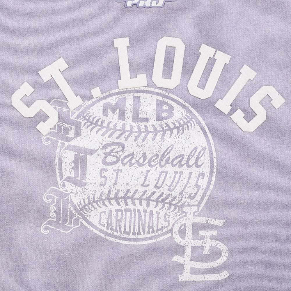 MLB ST. LOUIS CARDINALS STREET TEAM WOMEN'S ENZYME WASH FT CROPPED PO HOODIE (WASHED LILAC GRAY) - Image 5