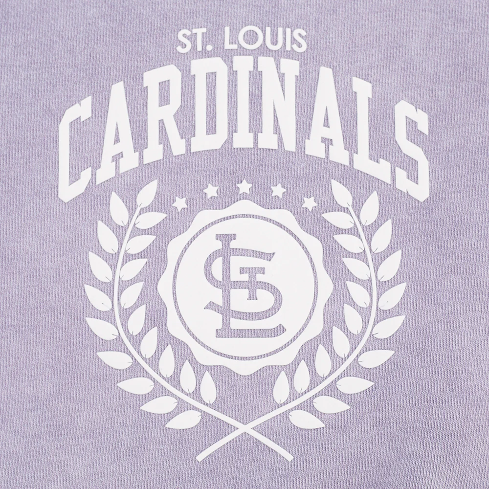 MLB ST. LOUIS CARDINALS STREET TEAM WOMEN'S ENZYME WASH FT CROPPED PO HOODIE (WASHED LILAC GRAY) - Image 6