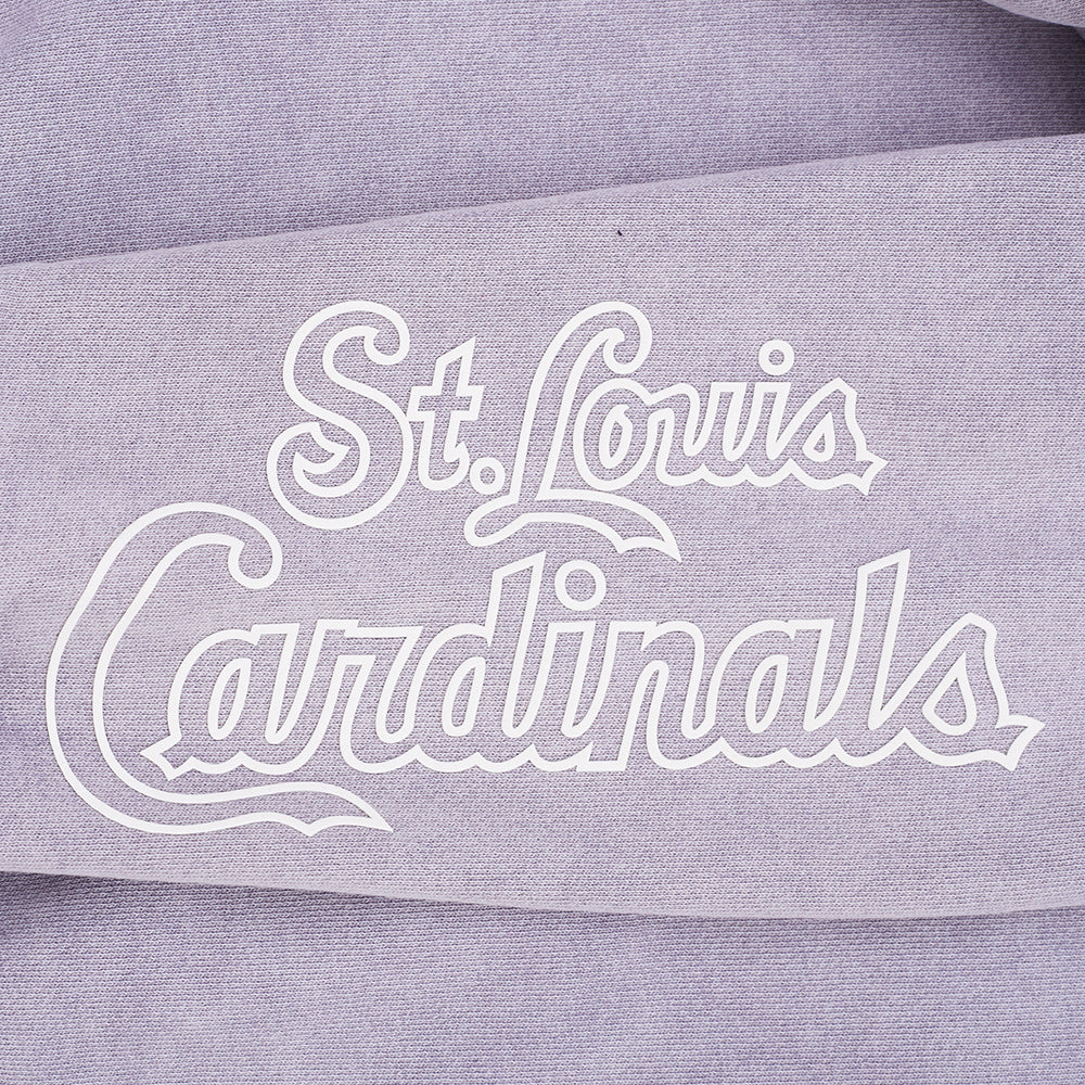 MLB ST. LOUIS CARDINALS STREET TEAM WOMEN'S ENZYME WASH FT CROPPED PO HOODIE (WASHED LILAC GRAY) - Image 8