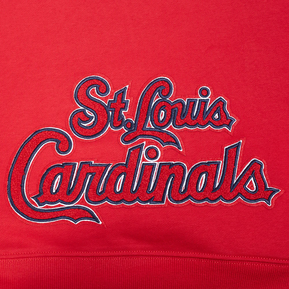 MLB ST. LOUIS CARDINALS CLASSIC CHENILLE WOMEN'S FLC CROPPED PO HOODIE (RED) - Image 5
