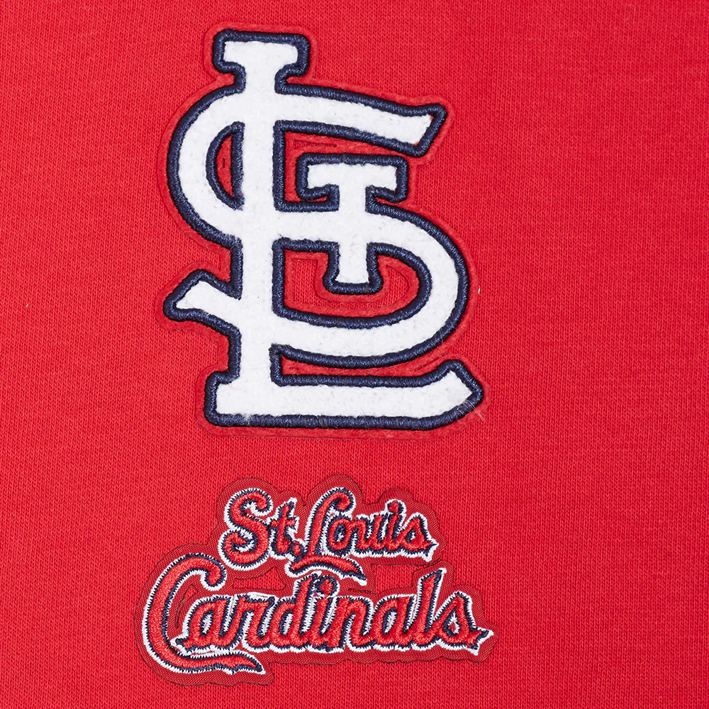 MLB ST. LOUIS CARDINALS CLASSIC CHENILLE WOMEN'S FLC CROPPED PO HOODIE (RED) - Image 6