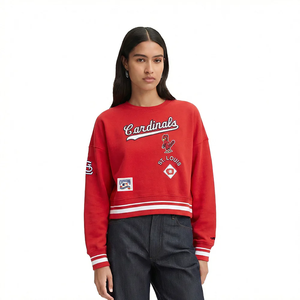 MLB ST. LOUIS CARDINALS RETRO CLASSICS WOMEN'S CREWNECK SWEATSHIRT (RED)