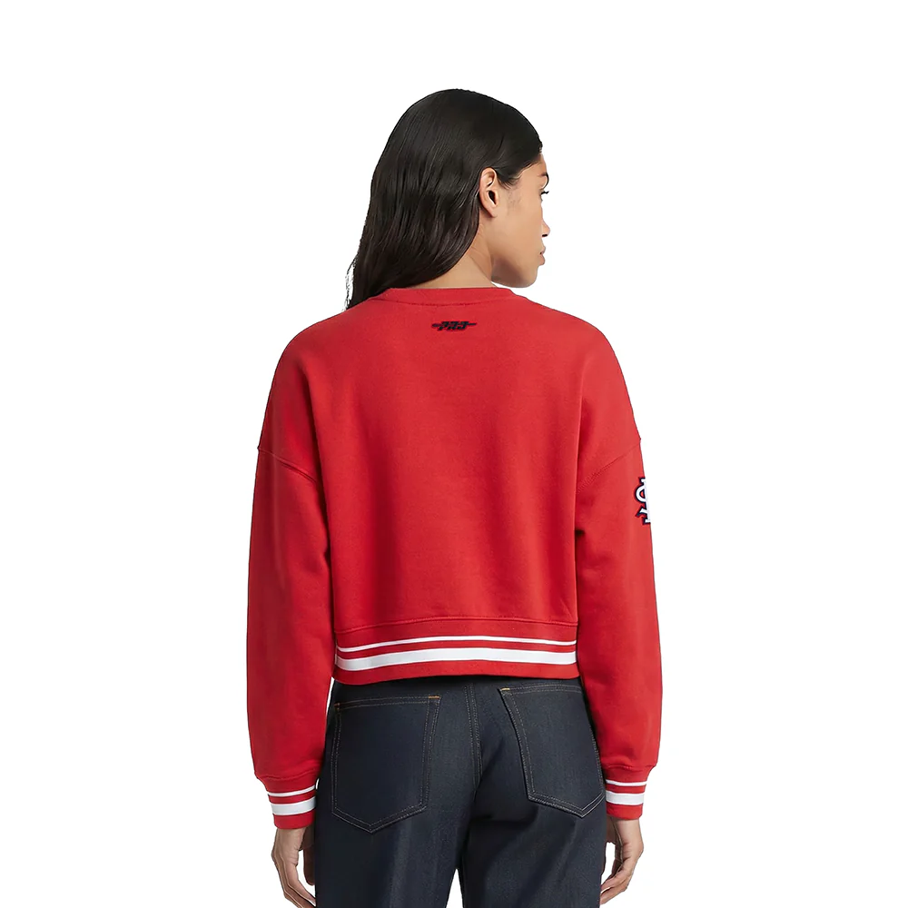MLB ST. LOUIS CARDINALS RETRO CLASSICS WOMEN'S CREWNECK SWEATSHIRT (RED) - Image 2