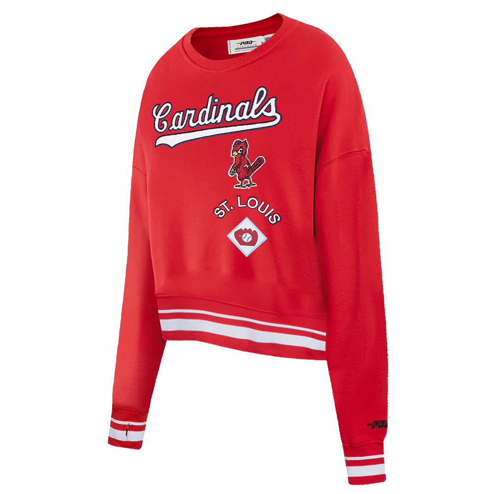 MLB ST. LOUIS CARDINALS RETRO CLASSICS WOMEN'S CREWNECK SWEATSHIRT (RED) - Image 3