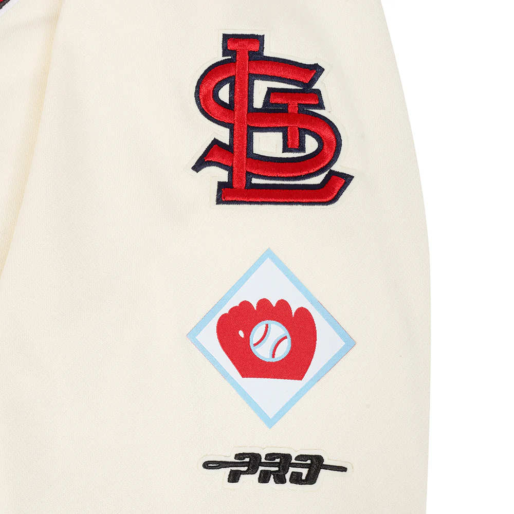 MLB ST. LOUIS CARDINALS RETRO CLASSICS WOMEN'S CROPPED PULLOVER HOODIE (EGGSHELL/ UNIVERSITY BLUE) - Image 7