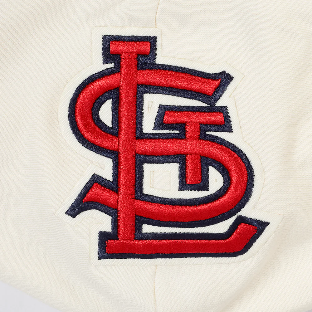MLB ST. LOUIS CARDINALS RETRO CLASSICS WOMEN'S CROPPED PULLOVER HOODIE (EGGSHELL/ UNIVERSITY BLUE) - Image 9
