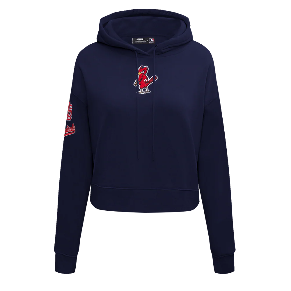 MLB ST. LOUIS CARDINALS CLASSIC WOMEN'S CROPPED PULLOVER HOODIE (MIDNIGHT NAVY)